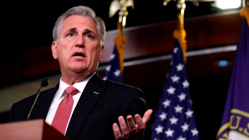 WASHINGTON, DC - JANUARY 21: House Minority Leader Kevin McCarthy (R-CA) speaks during his weekly press conference on January 21, 2021 in Washington, DC. Minority Leader McCarthy held his first press conference as the Biden administration takes office.
(Photo by Justin Sullivan/Getty Images)