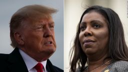 Former President Donald Trump, left, and New York Attorney General Letitia James.