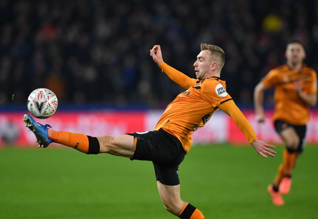 Bowen stretches to control the ball during the English FA Cup fourth round football match between Hull City and Chelsea at the KCOM Stadium in Kingston-upon-Hull on January 25, 2020.