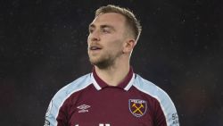 Jarrod Bowen of West Ham United during the Premier League match between Leicester City and West Ham United at The King Power Stadium on February 13, 2022 in Leicester, United Kingdom.
