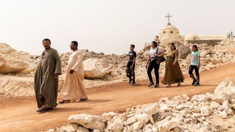 Coptic Christians walk to the Assyrian monastery on April 25 to celebrate the festival of Sham al-Nasim, or spring, in Malawi, Egypt. 