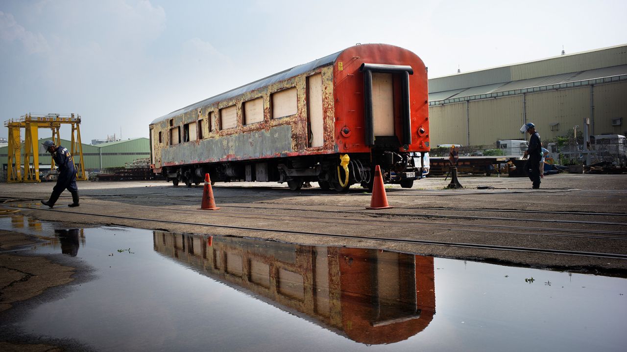 <strong>Revamping a 1970s train: </strong>Architec<strong>t </strong>Johnny Chiu was brought in to design both the Moving Kitchen and the train it's part of, The Future. All of the train cars are refurbished. They were once part of the orange Chu-Kuang Express, an old diesel locomotive train from the 1970s.
