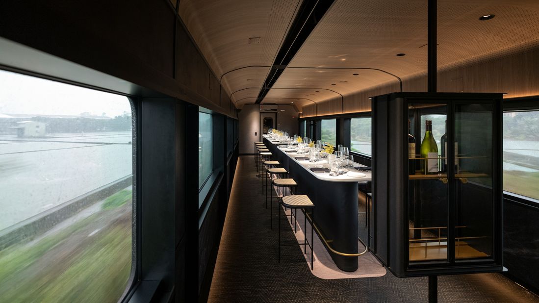 <strong>A restaurant with moving views: </strong>The renovation of the Moving Kitchen cars, which are attached to The Future train for certain journeys, took about a year, allowing more time for customization. There are two dining cars with 54 seats total, as well as a bar and a kitchen.