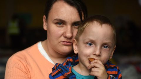 Liudmyla Sobchenko, 28, and her son Nazar, 3, returned to Ukraine after three weeks in Poland.