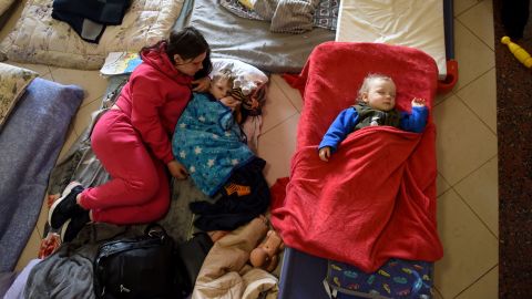 Viktoria, 23, fled Sumy with her sons Adam, 2, and Vasiliy, 1, who she hopes to take to Germany. 