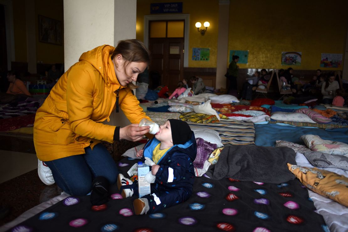 Nadiia Taratorina, 22, and her 6-month-old son Artem fled to the relative safety of the Carpathian Mountains, in early March. Weeks later, she decided to return home to Kryvyi Rih despite ongoing fighting there.