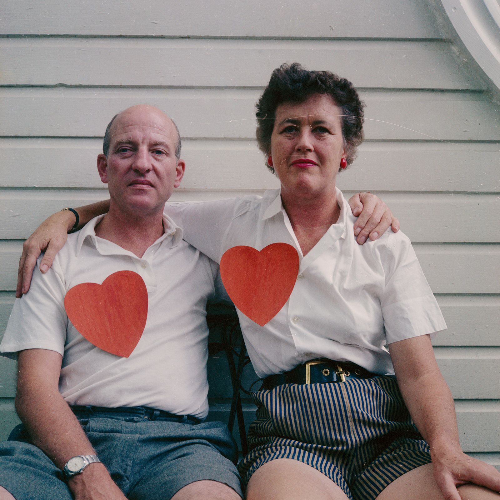 Child and her husband, Paul, pose for a Valentine's Day portrait in Vermont in 1958. Paul created a long-running series of Valentine's Day photos of the couple.