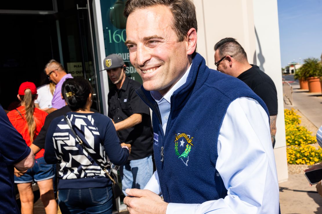 Laxalt arrives for the campaign event with DeSantis at Stoney's Rockin' Country in Las Vegas on April 27, 2022.