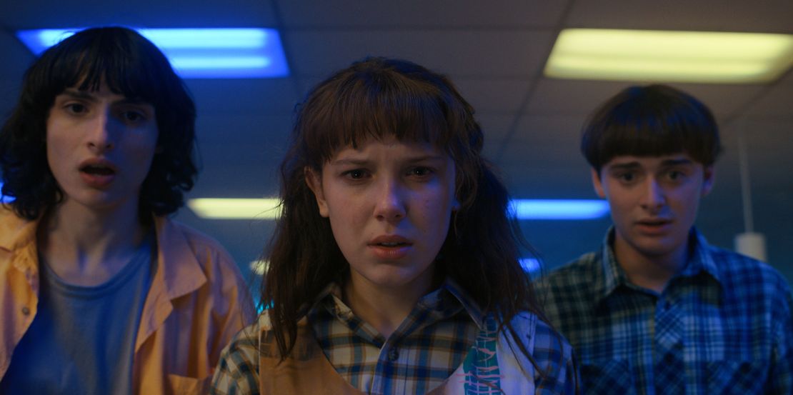 Finn Wolfhard, Millie Bobby Brown and Noah Schnapp in 'Stranger Things.'