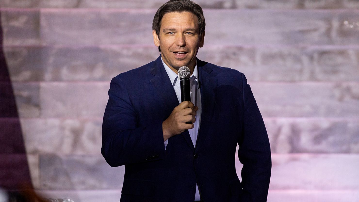 Florida Gov. Ron DeSantis campaigns with Nevada GOP Senate hopeful Adam Laxalt at a rally for Laxalt at Stoney's Rockin' Country on April 27, 2022 in Las Vegas, Nevada.