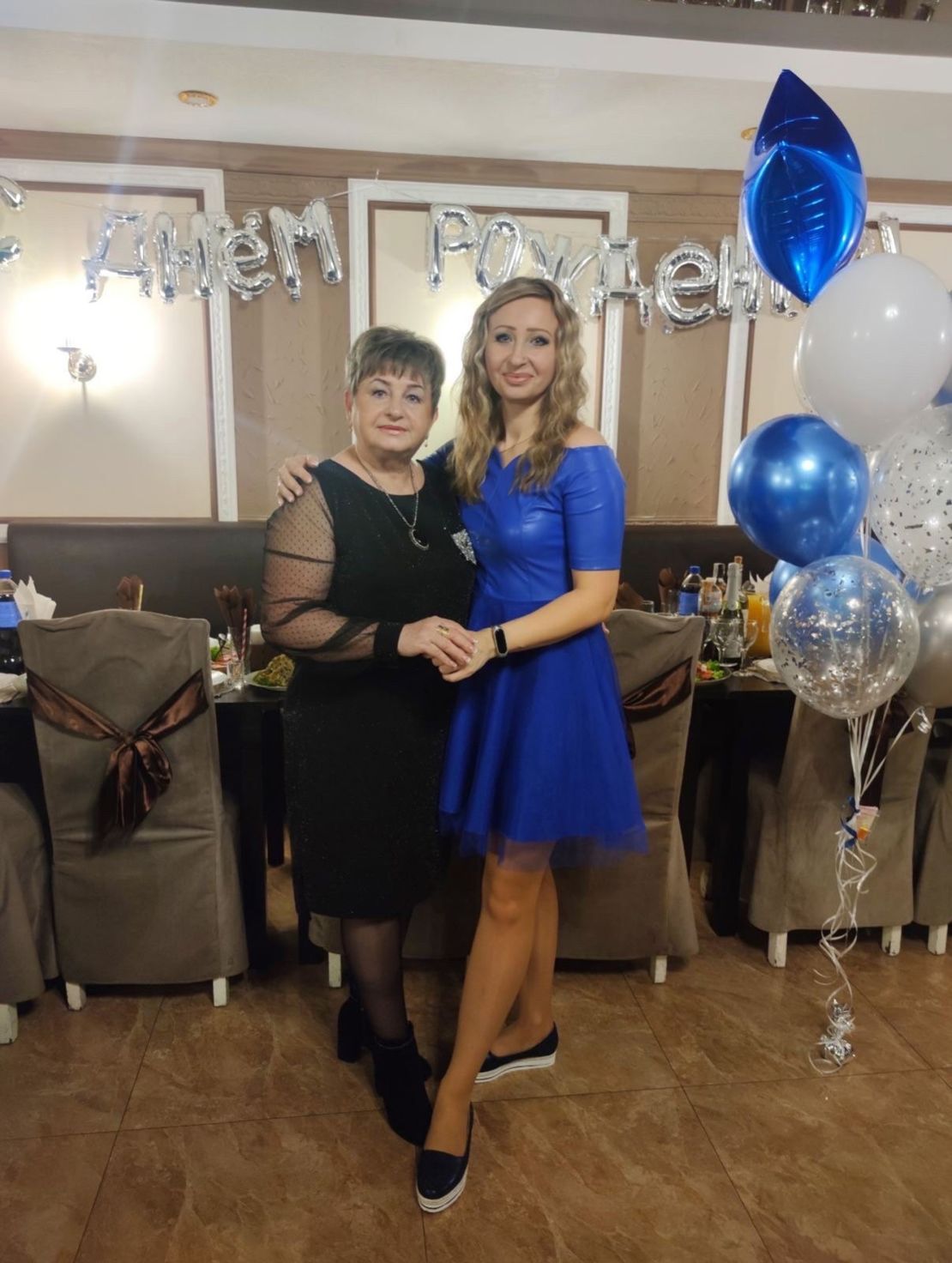 Mother and daughter Halyna and Nataliya at a birthday party in Mariupol, May 2021.