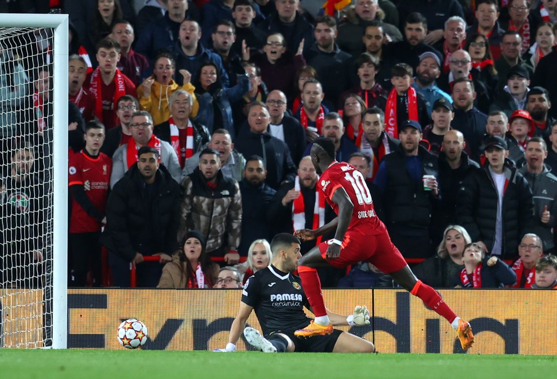 Sadio Mane scores Liverpool's second goal.