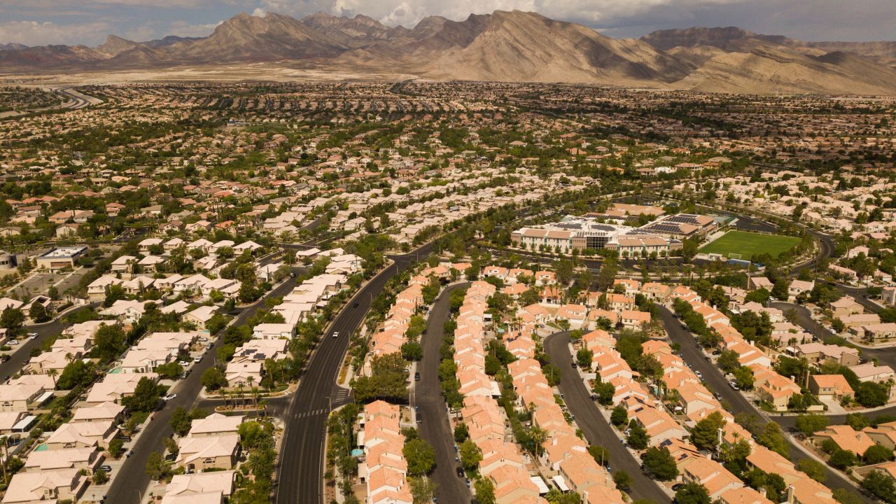 Homes and a golf course in the Summerlin community of Las Vegas. Last year, Nevada passed a bill to ban ornamental grass, mandating the removal of all "nonfunctional turf" from the Las Vegas Valley by 2027.