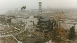 FOR USE ONLY WITH RELATED STORY: The Chernobyl Nuclear Power Plant in Ukraine is seen after the explosion on April 26, 1986.  (SHONE/Gamma-Rapho/Getty Images)