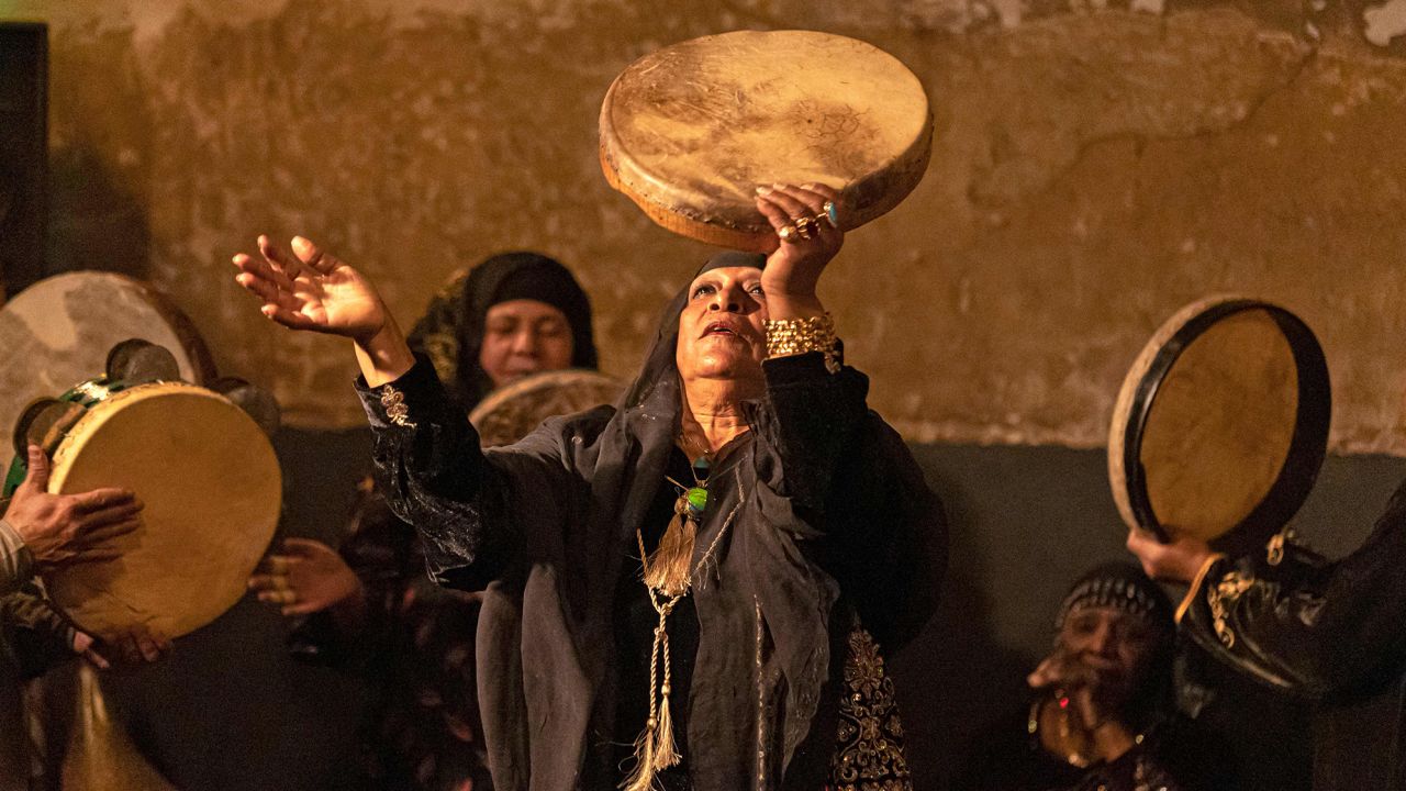 Zar musicians and healers perform their ritual in Cairo late on April 27. The Zar trans religious ceremony, which uses drumming and dancing to cure an illness thought to be caused by a demon, is most prominent in southern Egypt and is practiced further south into the Sudan, though it may be performed anywhere in Egypt. Islam as a pagan practice prohibits the ritual, a type of a healing cult, but it continues to be part of Egypt's popular culture.