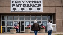 COLUMBUS, OH - APRIL 26: Voters arrives to cast their ballots early for the May 3 Primary Election at the Franklin County Board of Elections polling location on April 26, 2022 in Columbus, Ohio. Last week, Former President Donald Trump announced his endorsement of J.D. Vance in the Ohio Republican Senate primary. Other challengers in the Republican Senate primary field include Josh Mandel, Mike Gibbons, Jane Timken, Matt Dolan and Mark Pukita. (Photo by Drew Angerer/Getty Images)
