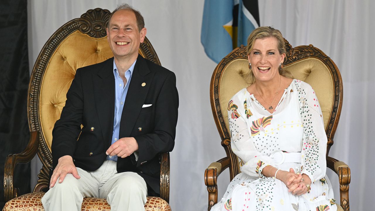 Prince Edward and Sophie, Countess of Wessex visited a high school in St. Lucia on April 28, 2022.