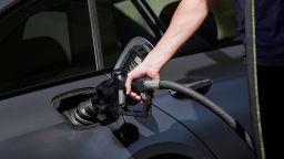 A customer refuels a vehicle at a Mobil gas station in Beverly Boulevard in West Hollywood, California, U.S., March 10, 2022.