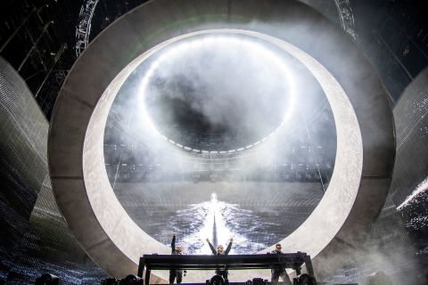 Swedish House Mafia performs at the Coachella festival in Indio, California, on Sunday, April 24.