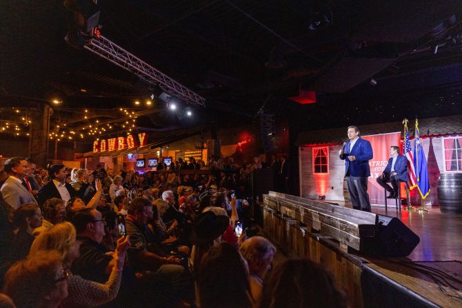 Florida Gov. Ron DeSantis speaks to a crowd in Las Vegas as he campaigns with Senate hopeful Adam Laxalt on Wednesday, April 27. <a href="index.php?page=&url=https%3A%2F%2Fwww.cnn.com%2F2022%2F04%2F27%2Fpolitics%2Fron-desantis-2024-nevada-laxalt%2Findex.html" target="_blank">The event</a> marked the first time that DeSantis as governor has ventured outside Florida to publicly campaign for a fellow Republican, and it came amid growing chatter about DeSantis as a <a href="index.php?page=&url=https%3A%2F%2Fwww.cnn.com%2F2022%2F03%2F19%2Fpolitics%2Fron-desantis-trump-2024-president-crime-cities%2Findex.html" target="_blank">2024 presidential contender.</a>