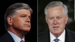 Fox News host Sean Hannity, left, and ex-White House chief of staff Mark Meadows.