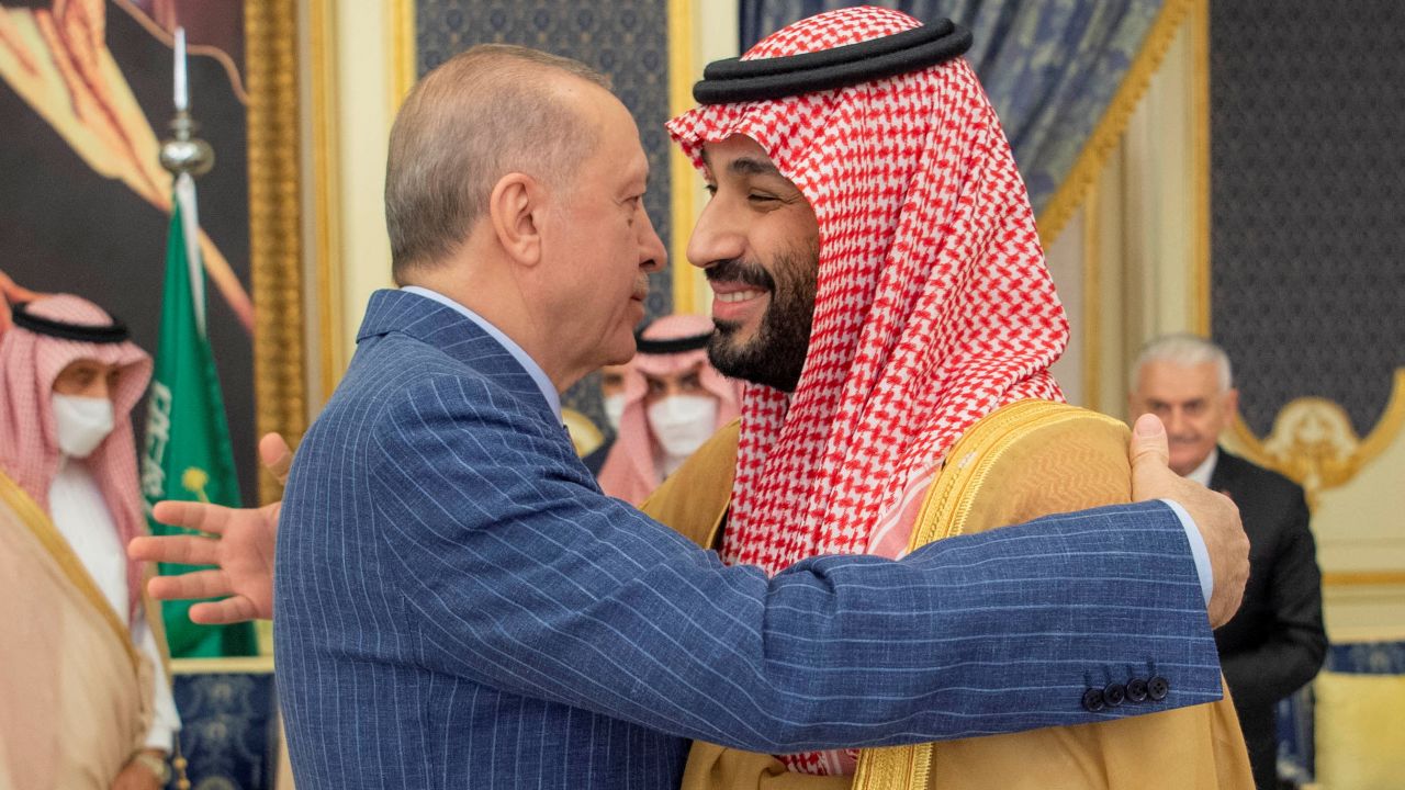 Saudi Crown Prince, Mohammed bin Salman meets Turkish President Recep Tayyip Erdogan upon his arrival in Jeddah, Saudi Arabia on April 28.