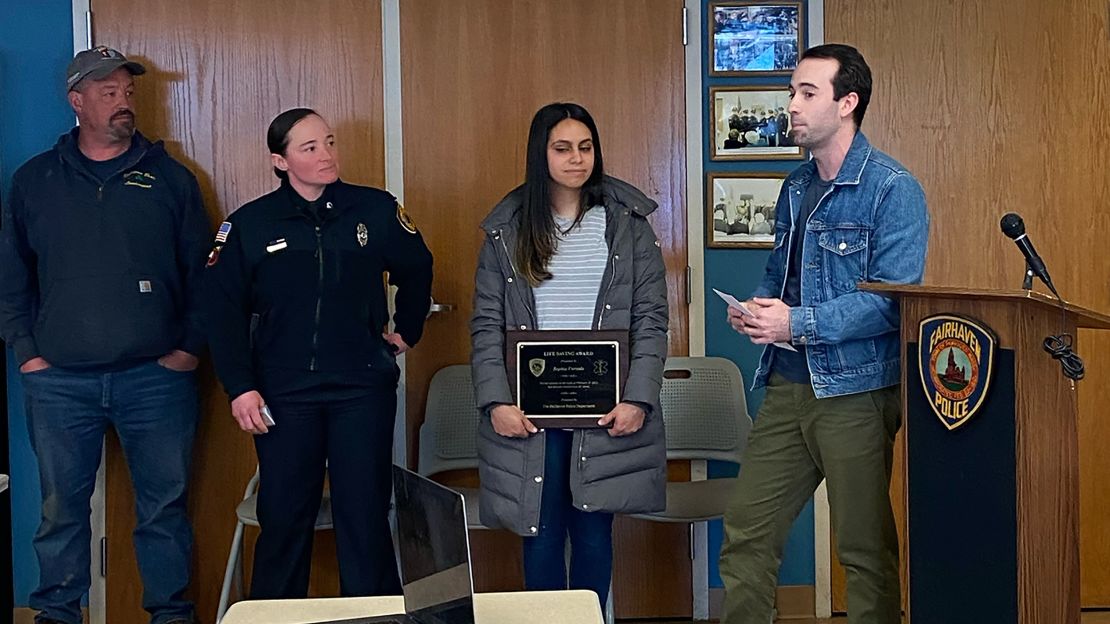 Furtado was awarded $1,000 from DoorDash and a lifesaving award from the Fairhaven Police Department.