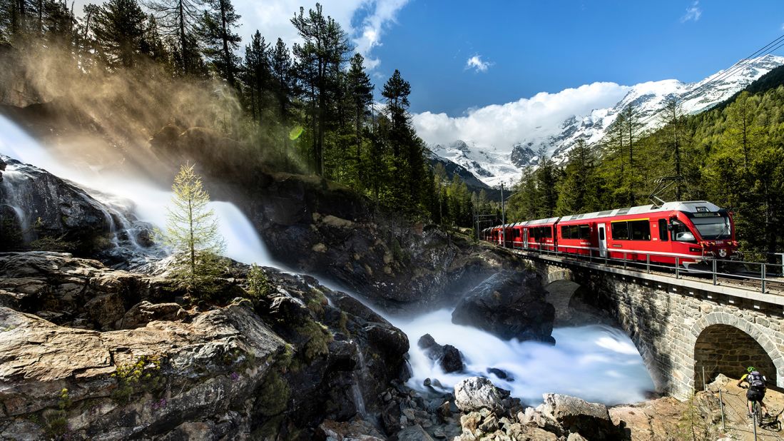 <strong>Bernina Express, Switzerland: </strong>Over river deep and mountain high, this spectacular rail journey traverses the watershed where melting snow can run away to the North Sea, the Mediterranean or even the Black Sea. It's the highest rail crossing in the Alps.