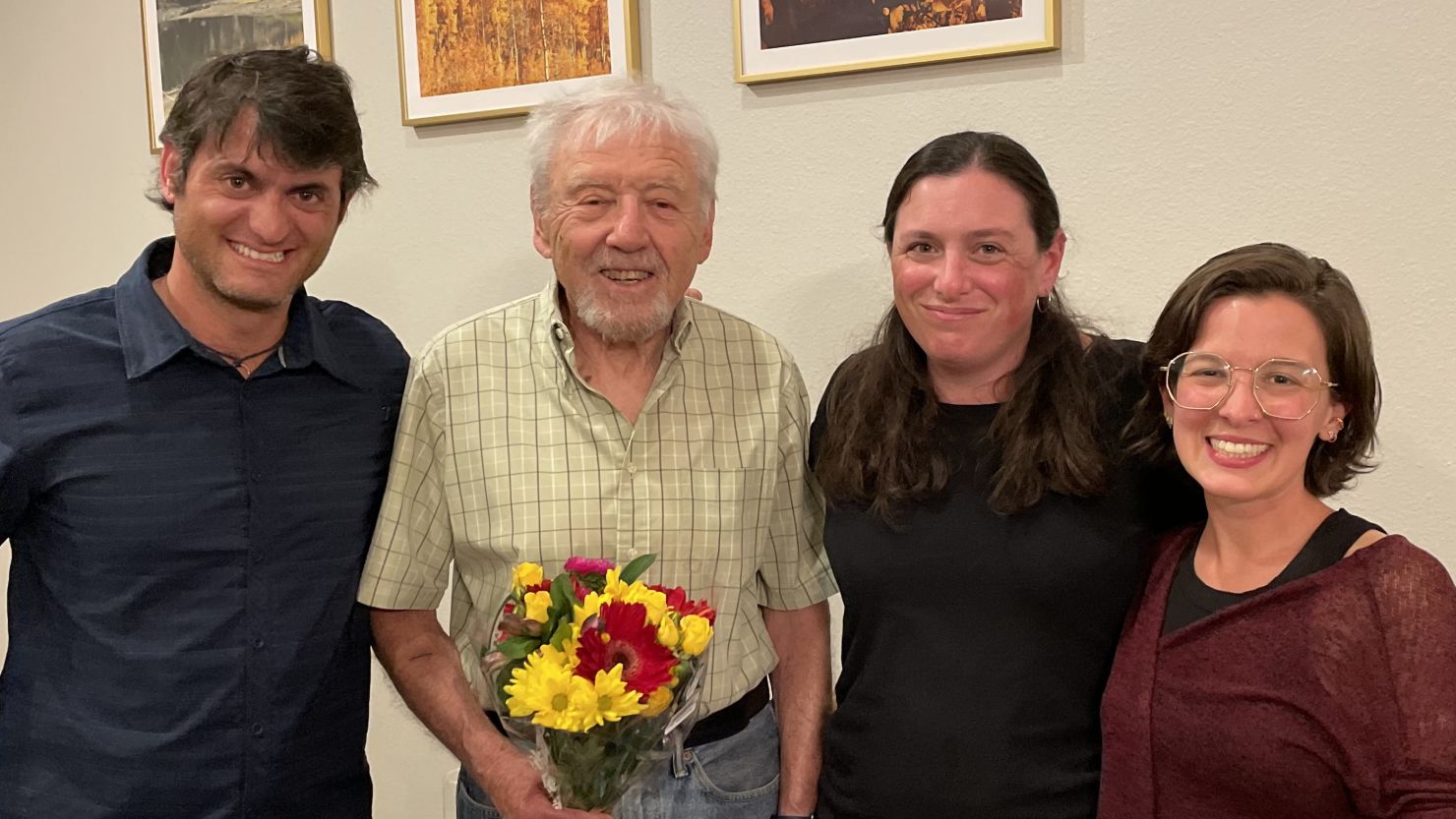 Gal Weinstock (far left), Arnold Fridland, Maya Weinstock and Sydney Goldstein at Holocaust Remembrance Day event in Boulder, Colorado. 