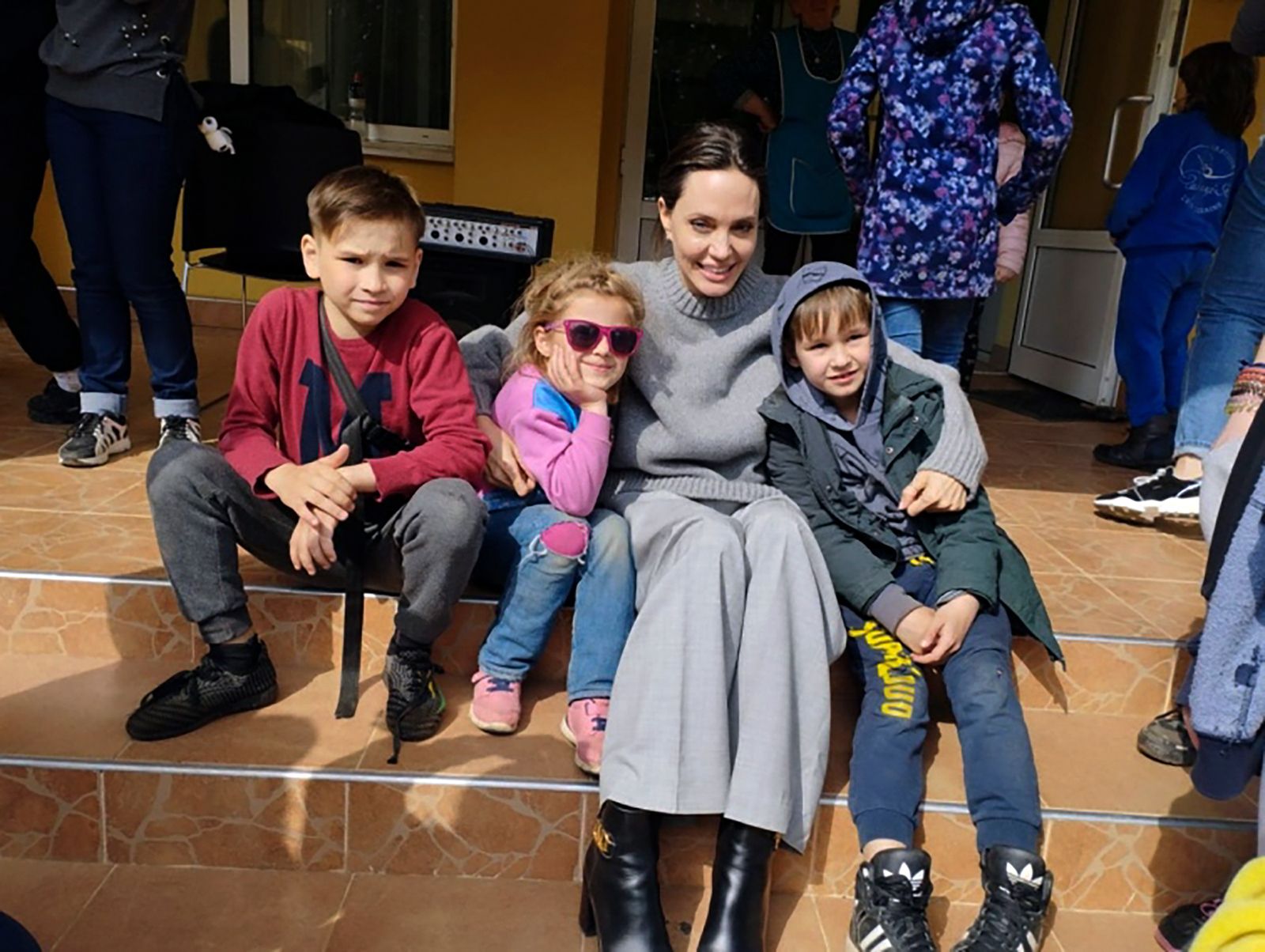Angelina Jolie visits residents in Lviv, Ukraine