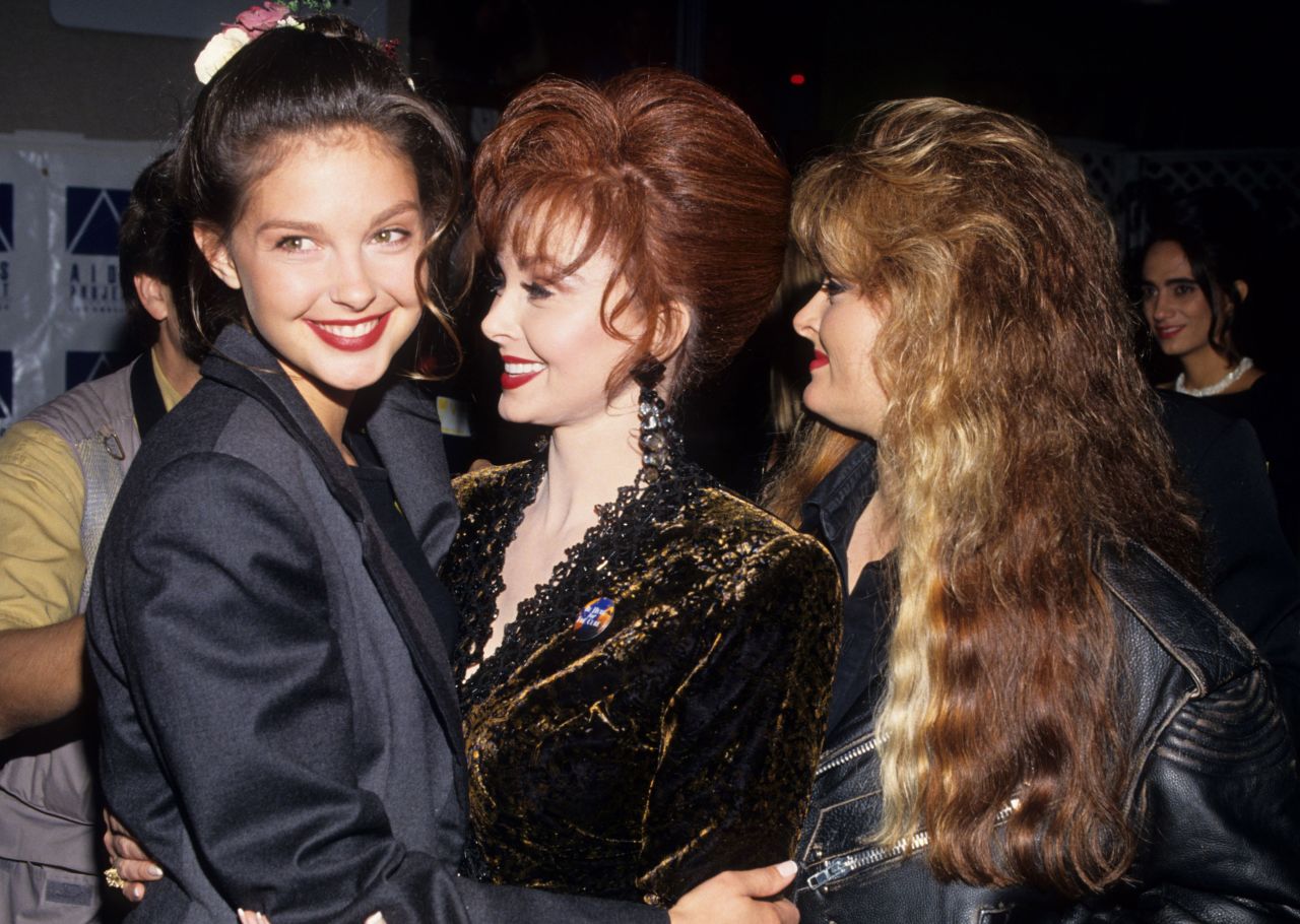 Ashley Judd, left, Naomi Judd and Wynonna Judd attend the Commitment to Life Concert Benefit on November 18, 1992 in Universal City, California.