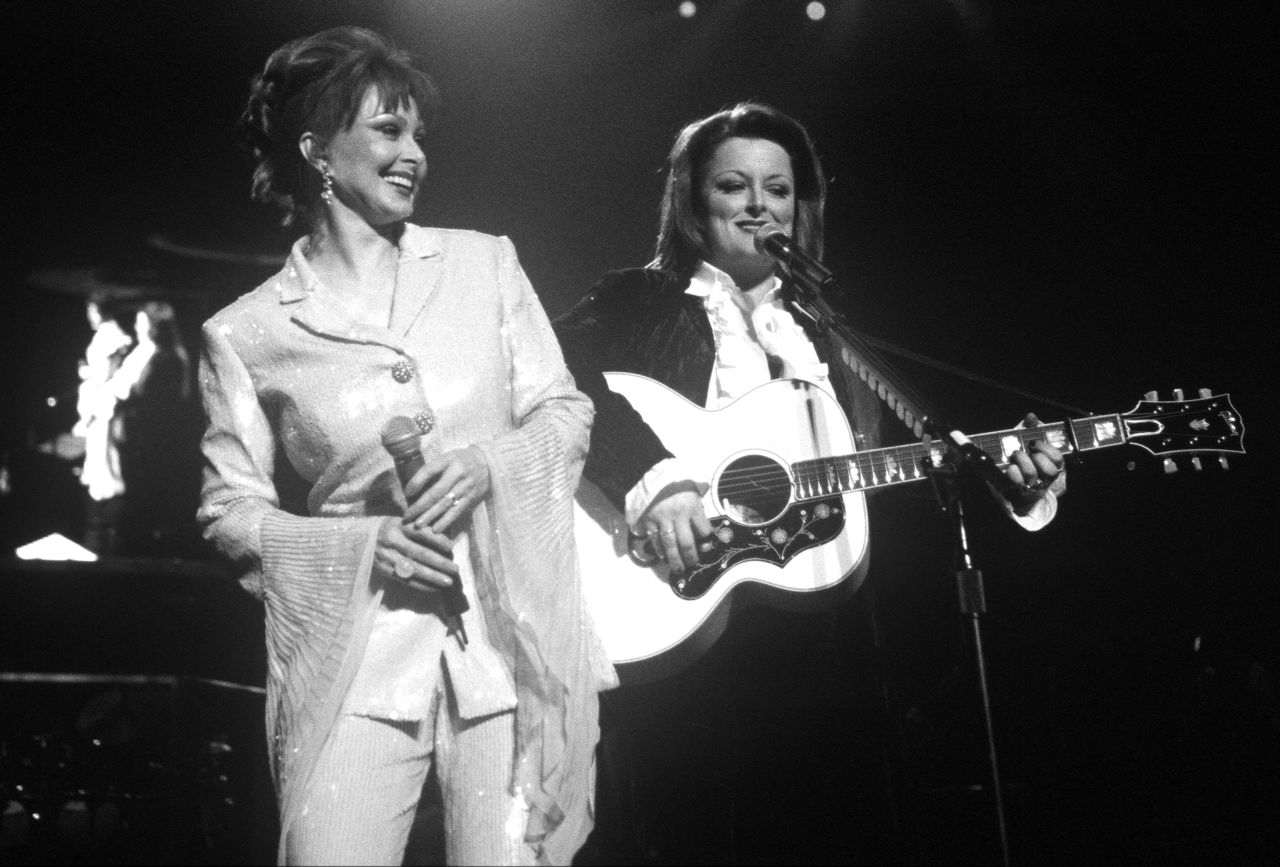 Judd, left, and Wynonna Judd perform at San Jose Arena in San Jose, California on March 3, 2000.
