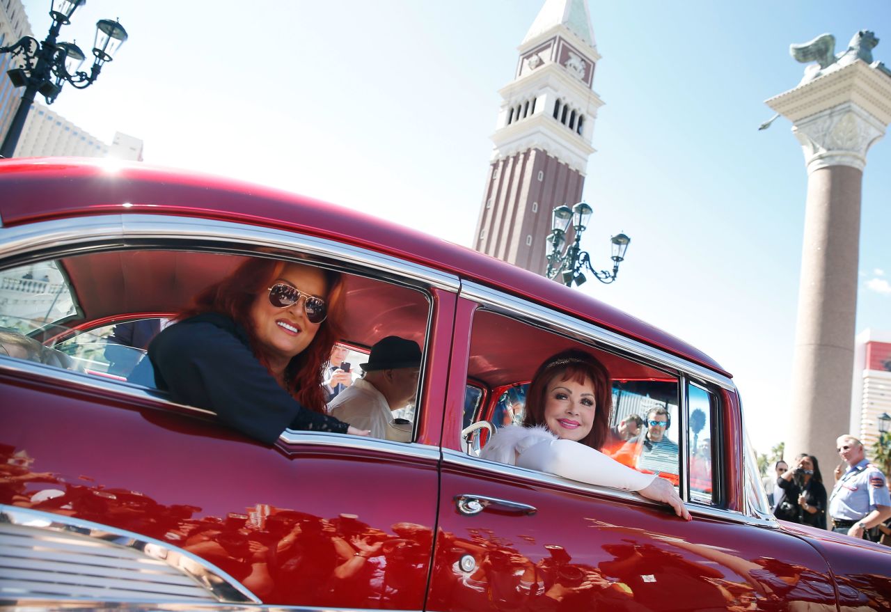 Wynonna Judd, left, and Naomi Judd arrive at The Venetian Las Vegas to launch their nine-show residency "Girls Night Out" in Las Vegas on October 6, 2015.