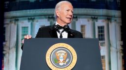 U.S. President Joe Biden speaks during the annual White House Correspondents' Association Dinner in Washington, U.S., April 30, 2022. REUTERS/Al Drago