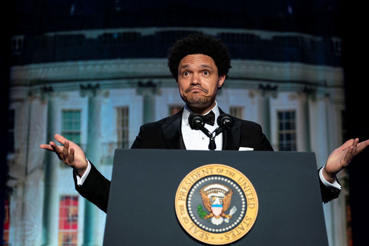 Comedian Trevor Noah, the host of TV's "The Daily Show," addresses the crowd at the White House Correspondents' Dinner on Saturday, April 30. <a href="http://www.cnn.com/2022/04/29/politics/gallery/white-house-correspondents-dinner-history/index.html" target="_blank">See historic moments from past correspondents' dinners.</a>