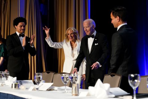 President Biden and First Lady Jill Biden arrive at the annual White House correspondent dinner.