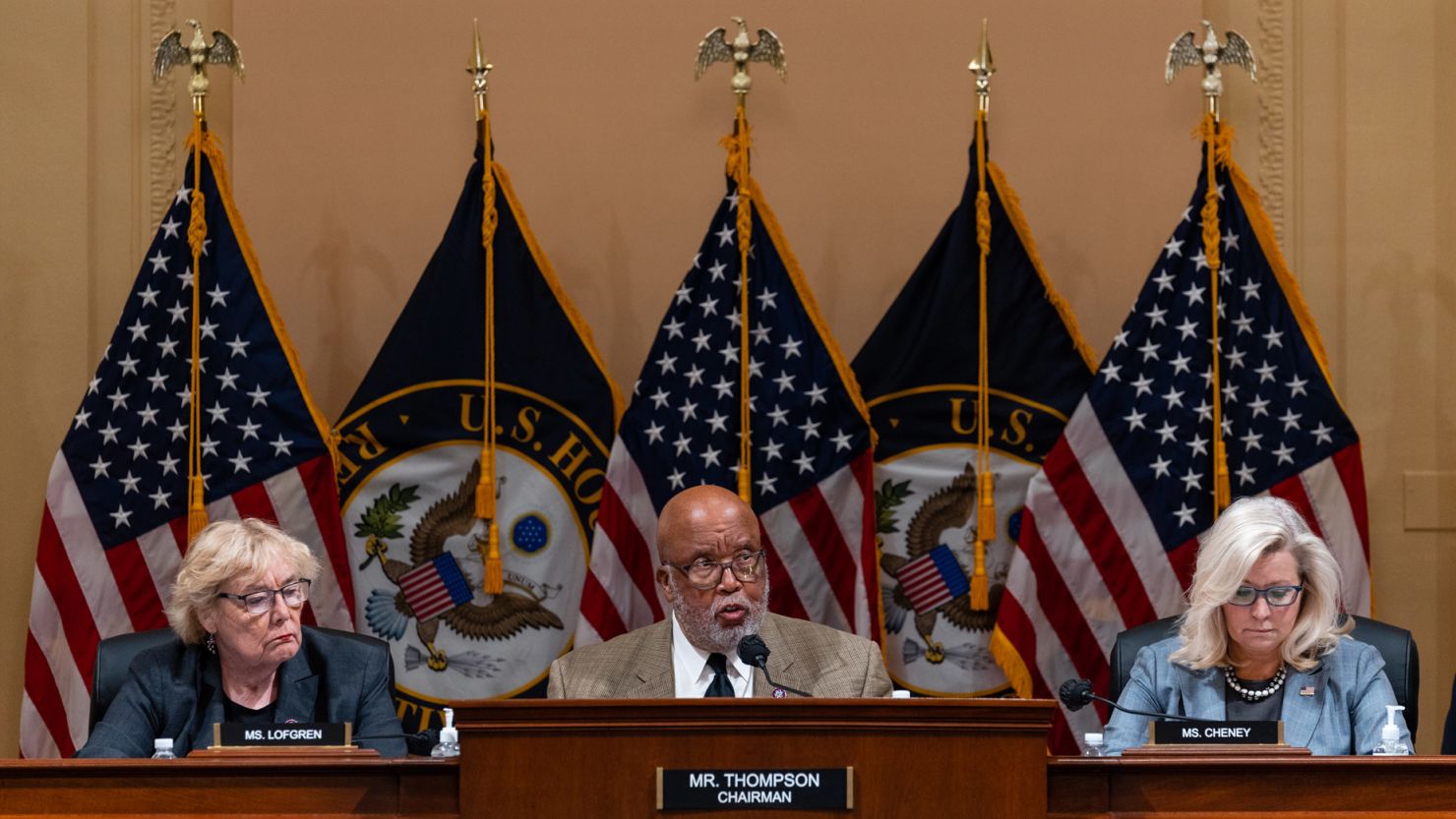 Representative Bennie Thompson, chairman of the House Select Committee investigating the January 6th attack, speaks during a business meeting in Washington, D.C., on \March 28.