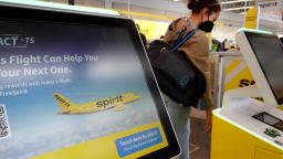 Passengers check in for flights with Spirit Airlines at O'Hare International Airport on April 6, 2022 in Chicago, Illinois. 