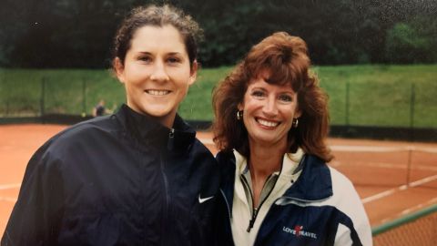 On the 1999 trip to watch the French Open, Tracy Peck (right) and her teammates met tennis star Monica Seles.