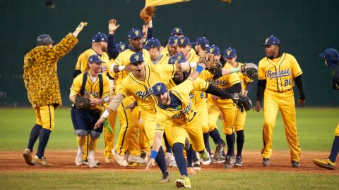 Even the Bananas' celebrations are coordinated to maintain a balance of fun and baseball etiquette. 