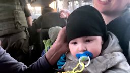 Ukraine Mariupol evacuee convoy baby