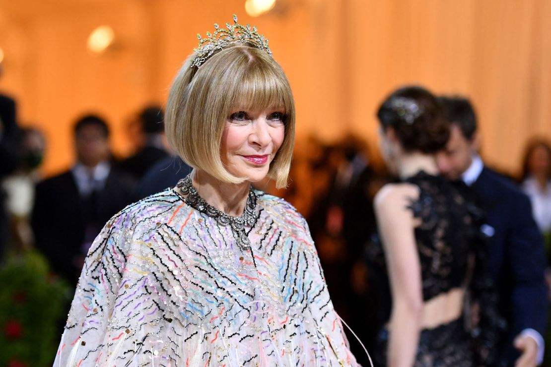 Anna Wintour arrives for last year's Met Gala at New York's Metropolitan Museum of Art on May 2, 2022.