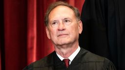 WASHINGTON, DC - APRIL 23: Associate Justice Samuel Alito sits during a group photo of the Justices at the Supreme Court in Washington, DC on April 23, 2021. (Photo by Erin Schaff/Pool/Getty Images)