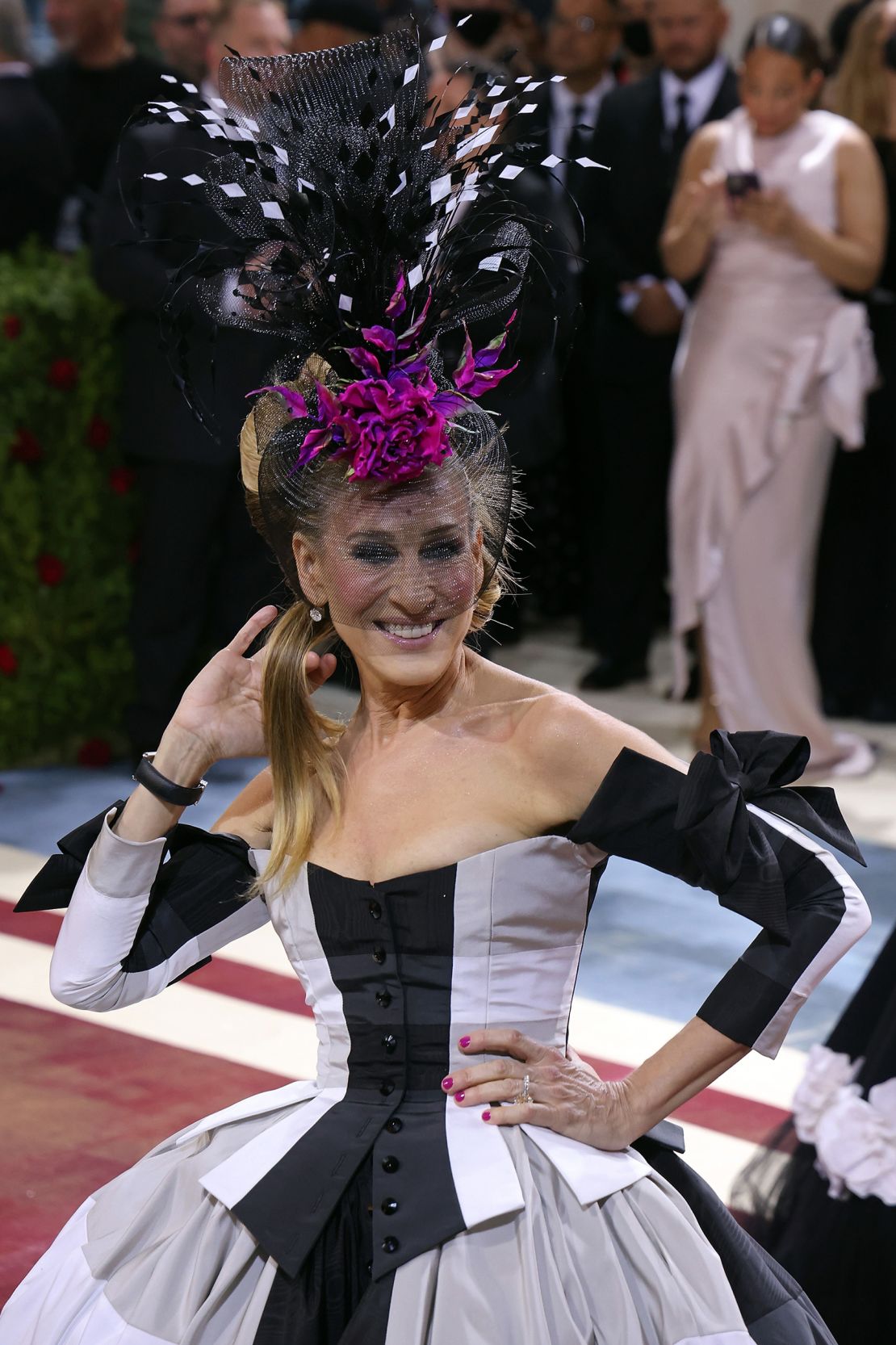 Sarah Jessica Parker's Christopher John Rogers gown was modeled after an outfit made by Elizabeth Hodds Keckly, a Black designer who worked in the 19th century.