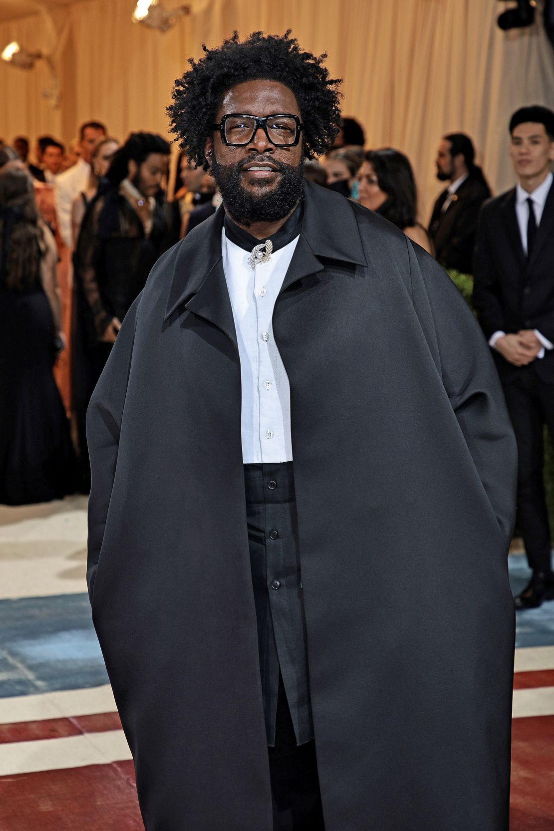 Questlove's coat was designed with the help of Black women quilters from Gee's Bend, Alabama.