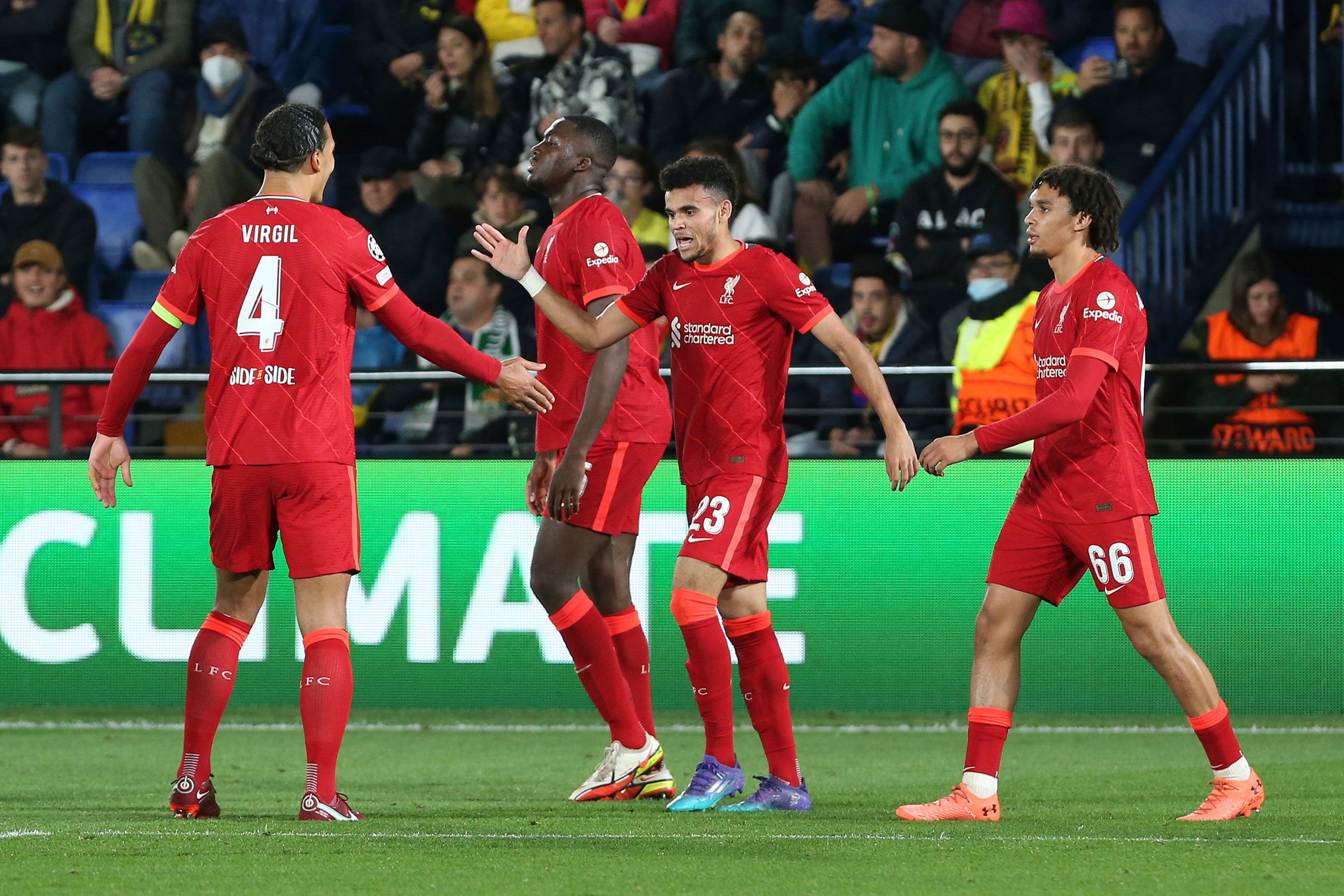 Villarreal, Spain. . 03rd May, 2022. Luis Diaz of Liverpool FC celebrates a  goal during the UEFA Champions League Semi Final Leg Two match between  Villarreal and Liverpool FC at Estadio de