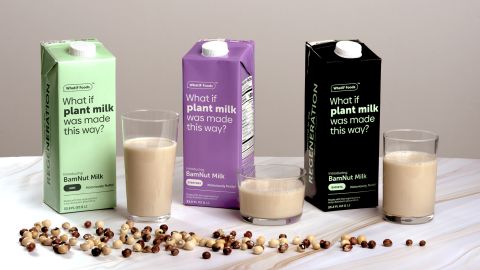 WhatIf's dairy-free BamNut milk is high in protein and dietary fiber.