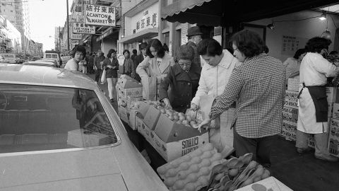 Pictured: San Francisco's Chinatown in 1977. Asian immigrants started arriving in the US in significant numbers around the mid-19th century. While initial immigrants were primarily Chinese, Japanese and Filipino, the country saw larger waves of South and Southeast Asian immigrants arrive in the decades after 1965.
