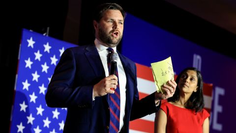 Republican Senate candidate J.D. Vance speaks to his supporters during an election night watch party on May 3, 2022, in Cincinnati. 