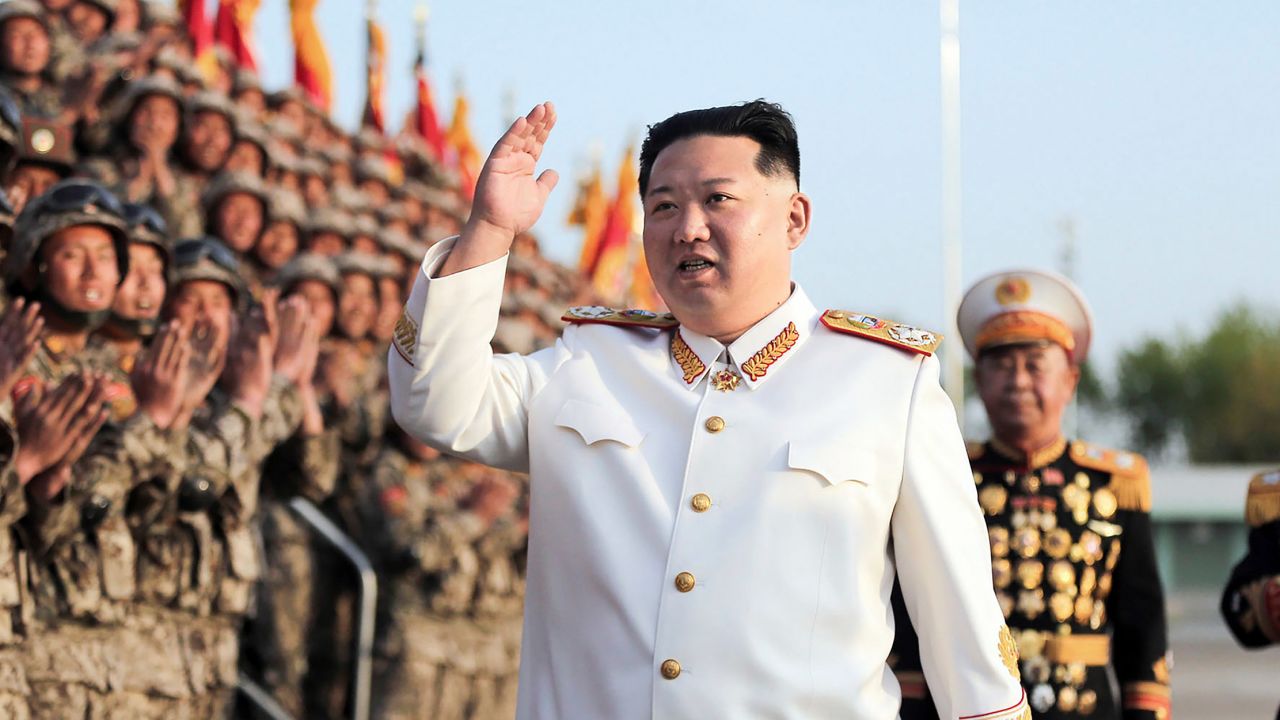 North Korean leader Kim Jong Un at a military parade in late April. 
